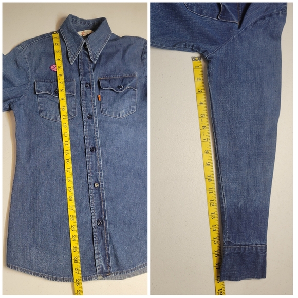 Levi's For Gals Vintage 70s Orange Tab Women's Blue Denim Button Up Shirt - Picture 15 of 15